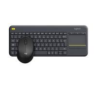 Logitech M330 SILENT PLUS Wireless Mouse, 2.4GHz with USB Nano Receiver, 1000 DPI Optical Tracking+K400 Plus Wireless Touch TV Keyboard With Easy Media Control and Built-in Touchpad, QWERTY UK - Black