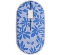 Logitech M340 Wireless Mouse Quiet Click, Compact, Usb Receiver Blue Floral