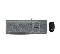 Logitech MK120 Desktop for Education with silicon cover, Wired Keyboard and Mouse for Windows, Optical Mouse, USB Plug-and-Play, Full-Size, Spill Resistant, PC/Laptop, QWERTY UK Layout - Black