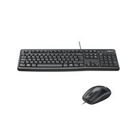 Logitech MK120 Wired Keyboard and Mouse Combo for Windows, Optical Wired Mouse, Full-Size Keyboard, USB Plug-and-Play, Compatible with PC, Laptop, QWERTY UK English Layout - Black