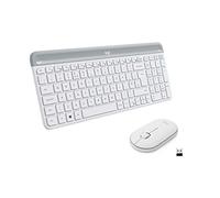 Logitech MK470 Slim Wireless Keyboard & Mouse Combo for Windows | 2.4GHz Unifying Receiver, Low Profile, Whisper-Quiet, Long Battery Life, Optical Mouse, PC/Laptop, QWERTY UK Layout - White