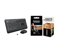 Logitech MK540 Advanced Wireless Keyboard/Mouse Set, 2.4 GHz Wireless Connection via Unifying USB Receiver + Duracell NEW Optimum AA Alkaline Batteries