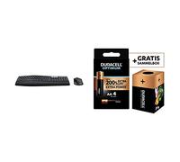 Logitech MK850 Multi-Device Wireless Keyboard and Mouse Combo, 3-Year Battery Life, PC/Mac, QWERTZ German Layout + Duracell NEW Optimum AA Alkaline Batteries [Pack of 4] 1.5 V LR6 MX1500