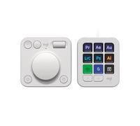 Logitech MX Creative Console, Programmable Keypad With 9 Customisable LCD Keys and Control Dial for Graphic Design, Video Editing, Photography, use with Adobe, Zoom, Spotify and more - Pale Grey