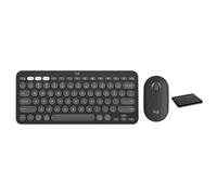 Logitech Pebble 2 Combo Wireless Keyboard and Mouse Bundle, Compact Slim Design, Bluetooth & Logi Bolt, Silent Scissor Keys, Multi-Device Pairing, Windows Mac iPad Chrome - Graphite, Includes Cloth