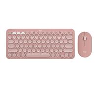 Logitech Pebble Keys 2 K380s, Multi-Device Bluetooth Keyboard; Pebble Mouse 2 M350s, Stylish Wireless Bluetooth Mouse - Pink; Keyboard for UK
