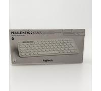 Logitech Pebble Keys 2 K380s, Multi-Device Bluetooth Wireless Keyboard with Customisable Shortcuts,Slim and Portable, Easy-Switch for Windows/macOS/iPadOS/Android/Chrome OS, QWERTY UK Layout, White, New