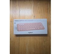 Logitech Pebble Keys 2 K380s, Multi-Device Bluetooth Wireless Keyboard with Customisable Shortcuts,Slim and Portable, Easy-Switch for Windows/macOS/iPadOS/Android/Chrome OS, QWERTY UK Layout, Rose, New