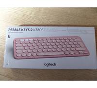 Logitech Pebble Keys 2 K380s, Multi-Device Bluetooth Wireless Keyboard with Customisable Shortcuts,Slim and Portable, Easy-Switch for Windows/macOS/iPadOS/Android/Chrome OS, QWERTY UK Layout, Rose, New