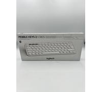 Logitech Pebble Keys 2 K380s, Multi-Device Bluetooth Wireless Keyboard with Customisable Shortcuts,Slim and Portable, Easy-Switch for Windows/macOS/iPadOS/Android/Chrome OS, QWERTY UK Layout, White, New