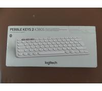 Logitech Pebble Keys 2 K380s, Multi-Device Bluetooth Wireless Keyboard with Customisable Shortcuts,Slim and Portable, Easy-Switch for Windows/macOS/iPadOS/Android/Chrome OS, QWERTY UK Layout, White, New