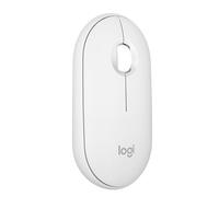 Logitech Pebble Mouse 2 M350s Slim Bluetooth Wireless Mouse, Portable, Lightweight, Customisable Button, Quiet Clicks, Easy-Switch for Windows, macOS, iPadOS, Android, Chrome OS - White