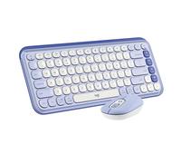 Logitech POP ICON COMBO, Bluetooth keyboard and mouse combo, comfortable typing, programmable keys and buttons, quiet clicks, Easy-Switch up to 3 devices - Lilac