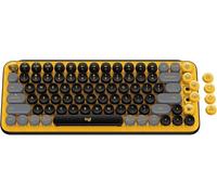 Logitech POP Keys Mechanical Wireless Keyboard with Customizable Emoji, Durable Compact Design, Bluetooth or USB Connectivity, Multi-Device, OS Compatible - Blast Yellow