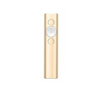 Logitech Spotlight Wireless Presentation Remote, 2.4 GHz and Bluetooth, USB-Receiver, Digital Laser Pointer, 30-Meter Operating Range, Dual Connectivity, Timer, PC/Mac/Android/iOS - Gold/White