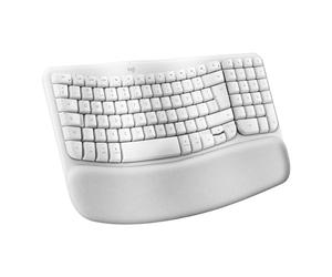 Logitech Wave Keys for Mac, Wireless Ergonomic Keyboard with Cushioned Palm Rest, Comfortable Natural Typing, Bluetooth Keyboard, Easy-Switch, Optimised for Mac, Apple, iPad - Off White - QWERTY