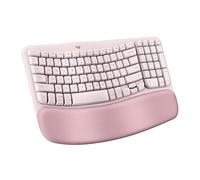 Logitech Wave Keys Wireless Ergonomic Keyboard with Cushioned Palm Rest, Comfortable Natural Typing, Easy-Switch, Bluetooth, Logi Bolt Receiver, for Multi-OS, Windows/Mac - Rose