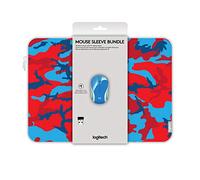 Logitech Wireless Mini Mouse M187 & 14" Sleeve Bundle - Red/Blue Camo