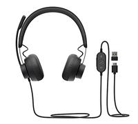Logitech Zone 750 Wired On-Ear Headphones with Advanced Noise Canceling Mic, USB-C and USB-A Adapter Included, Plug-and-Play Compatibility for All Devices - Grey