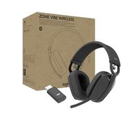 Logitech Zone Vibe Wireless Bluetooth headphones with noise-cancelling mic, USB-A, USB-C, certified for Google Meet, Google Voice, Zoom, Mac/PC - Grey