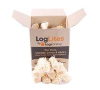 LogLites by LogsOnline - 50 Natural Eco Firelighters - Long Burn & Easy to Light - Wood Wool Fire Starters for Pizza Oven, BBQ, Fire Pits, Outdoor Stove & Log Burners…