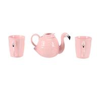LOGMOR Ceramics Teapot Heat Resistant Porcelain Coffee Tea Pot Flamingo Designed Tea Service for Home Kitchen (Size : 3PCS)