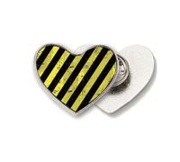 Logo Black And Yellow Strips No Stepping Heart Metal Pin Brooch Clip Love