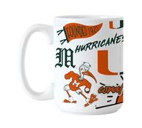 Logo Brands NCAA Miami Hurricanes Native 15 oz Ceramic Coffee Mug - All Over Campus & Local Icons Design, Microwave Safe, Bold Team Colors- Gift for Alumni & Students
