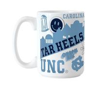 Logo Brands NCAA North Carolina Tar Heels Native 15 oz Ceramic Coffee Mug - All Over Campus & Local Icons Design, Microwave Safe, Bold Team Colors- Gift for Alumni & Students