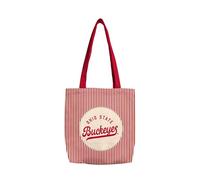 Logo Brands NCAA Ohio State Buckeyes Classic Canvas Tote Bag - Lightweight Build, Fashionable Stripe Design - Easy to Clean & Ideal for Life On the Move