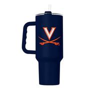 Logo Brands NCAA Virginia Cavaliers 40 oz Tumbler with Handle -Powder Coated-Stainless Steel with Straw- Leak-Resistant, Keeps Drinks Hot/Cold - Everyday Use