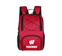 Logo Brands NCAA Wisconsin Badgers 24-Can Flex Backpack Cooler - Leak-Proof Lining, Bungee Cord Top & Shoulder Straps - Portable Cooler for Tailgates, Beach & Outdoor Events