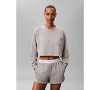 Calvin Klein Women’s Jersey Shorts with Logo Waistband, Grey (Grey Heather), L