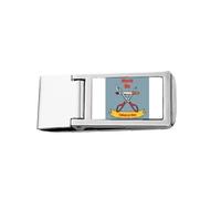 Logo Cut The Cigarette Art Deco Fashion Slim Money Clip Stainless Holder Pocket Wallet