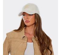 Logo Detail Baseball Cap In White Faux Fur, Women's Size UK One Size