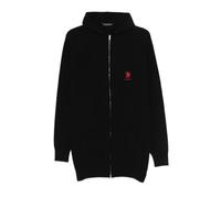 Logo-Embroidered Cable-Knit Hoodie - female - Balenciaga - Cardigans - Black - S - Knitwear S