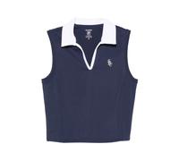 Logo-Embroidered Sleeveless Polo Top - female - Sporty & Rich - Polo Shirts - Blue - M - Tops M