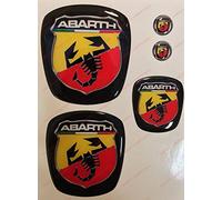 Logo Front, Rear + Wheel + 2 Coat of Arms for Keyring. For Bonnet and Trunk. Stickers resinati, 3d effect. Sculptures Scorpion, Black Background