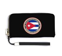 Logo of Cuba Flag Leather Large Capacity Wallet with Wrist Strap Credit Card Holder Wallets Travel Purse Handbags