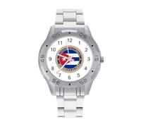 Logo of Cuba Flag Men's Business Watch with Stainless Strap Fashion Easy Reader Wristwatch Gifts for Men