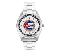 Logo of Cuba Flag Men's Simple Watch with Stainless Strap Fashion Easy Reader Wristwatch Gifts for Men