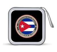 Logo of Cuba Flag Portable CD Case 40 Capacity DVD Collection Holder Zipper Storage Wallet for Car Home Travel