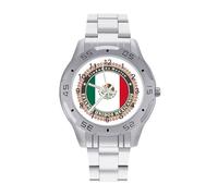Logo of Mexico Flag Vintage Wrist Watches Men's Classic Business Watch Casual Stainless Steel Band for Boyfriend Father