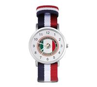 Logo of Mexico Flag Wrist Watches with Scale for Men Women Casual Braided Strap Easy Reader for Work Workout