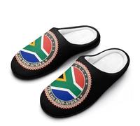Logo Of South Africa Flag Cotton Women's Slip-on Slippers Winter Warm House Shoes with Rubber Sole for Home Office Hotel