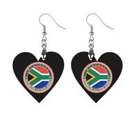 Logo Of South Africa Flag Women Dangle Earrings Elegant Wooden Pendant Earring for Daily Wear Circular