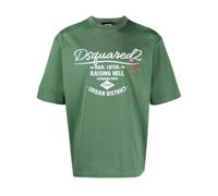 Logo Printed Crewneck T-Shirt, male, Dsquared2, T-Shirts, Green, XL, Tops XL