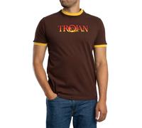 Trojan Men's Logo Ringer T-Shirt, Brown