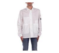 Logo Side Button-Up Shirt, male, C.P. Company, Casual Shirts, White, XL, Shirts XL