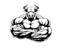 Logo Vinyl Wall Decal Bull Muscles Bodybuilder Wall Stickers for Exercise Room Home Decoration for Living Room Art Extra Large - 84x93cm
